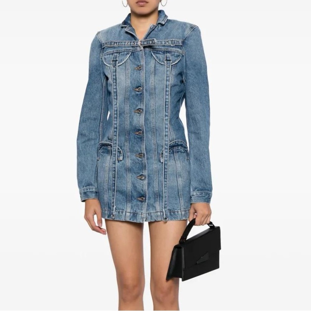 Off-White Light Blue Denim Mini Dress